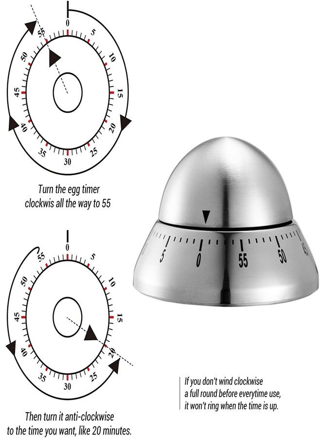 Leeonz 1PCS Kitchen Timer Cute Manual, Stainless Steel Metal Mechanical Visual Countdown Cooking Timer with Loud Alarm for Kitchen Cooking Baking Sports Kids (Saucher Shape) - Image 4